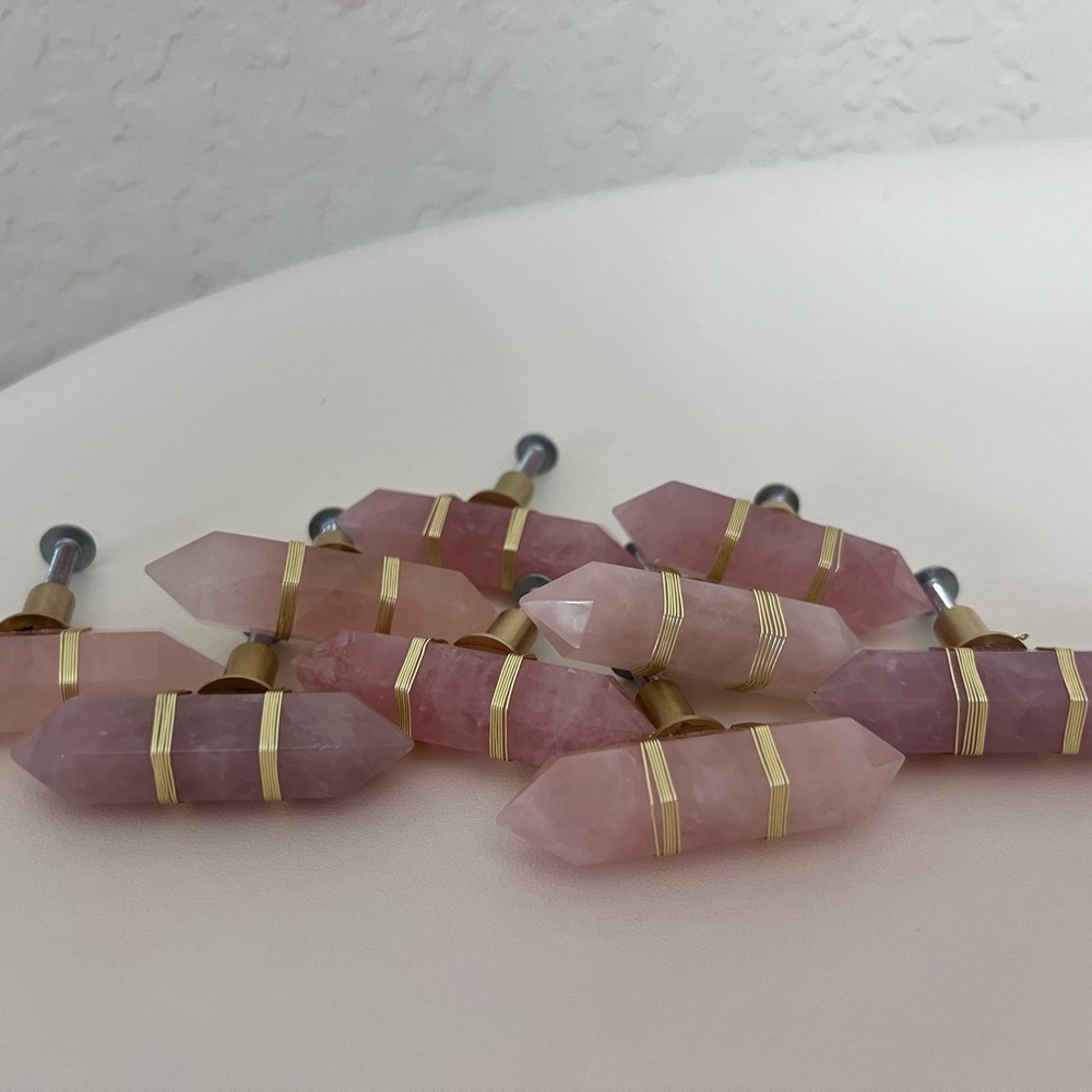 Rose quartz drawer knobs - Picture 2 of 7